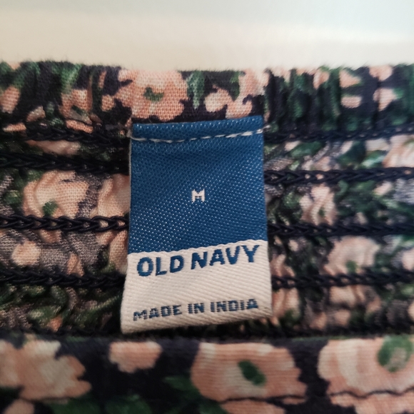 Old Navy Size M Navy with Pink Florals Puff Sleeve Dress - Picture 3 of 6